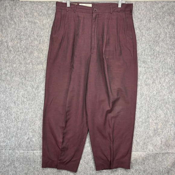 Policy Designs Other - True Vintage Policy Designs Trouser Pants Rayon Maroon Men's 34x26 Balloon 60s